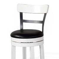 Orso Swivel Counter Stool Chair Set of 2, Black Faux Leather, White -BM324877