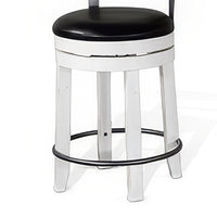 Orso Swivel Counter Stool Chair Set of 2, Black Faux Leather, White -BM324877