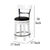 Orso Swivel Counter Stool Chair Set of 2, Black Faux Leather, White -BM324877