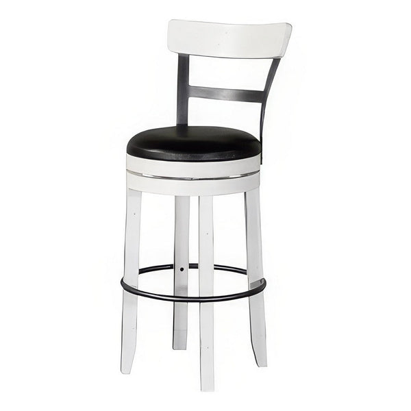 Orso Swivel Barstool Chair Set of 2, Black Faux Leather, White, Black -BM324878