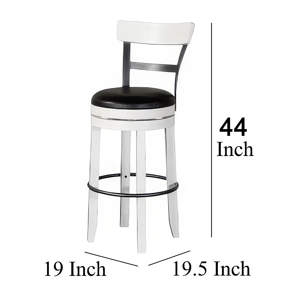Orso Swivel Barstool Chair Set of 2, Black Faux Leather, White, Black - BM324878