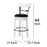 Orso Swivel Barstool Chair Set of 2, Black Faux Leather, White, Black - BM324878