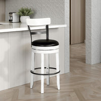 Orso Swivel Barstool Chair Set of 2, Black Faux Leather, White, Black - BM324878