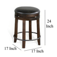 Flint Swivel Counter Stool Set of 2, Black Faux Leather, Dark Brown -BM324879