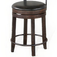 Flint Swivel Counter Stool Chair Set of 2, Black Faux Leather, Brown -BM324881