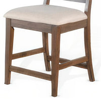 Yael Counter Height Stool Set of 2, Ivory White, Light Brown Wood -BM324884