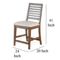 Yael Counter Height Stool Set of 2, Ivory White, Light Brown Wood -BM324884