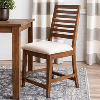 Yael Counter Height Stool Set of 2, Ivory White, Light Brown Wood -BM324884