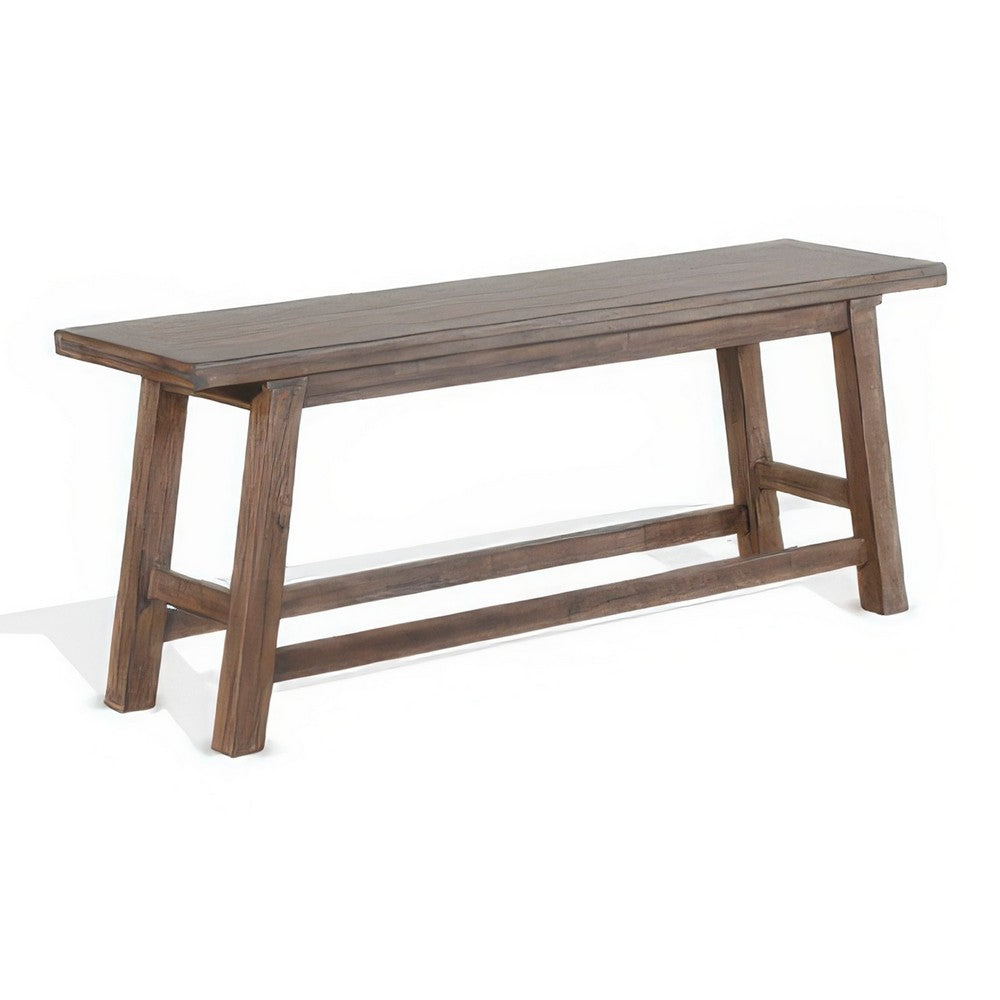 benzara Yael Counter Height Bench Light Brown Mahogany Mindi Wood 60 Inch -BM324885