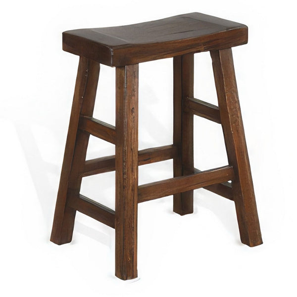 Reggie Counter Stool Set of 2, Saddle Seat Mocha Brown Mahogany