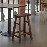 Reggie Barstool Set of 2, Saddle Seat, Mocha Brown Mahogany, 30 Inch -BM324889