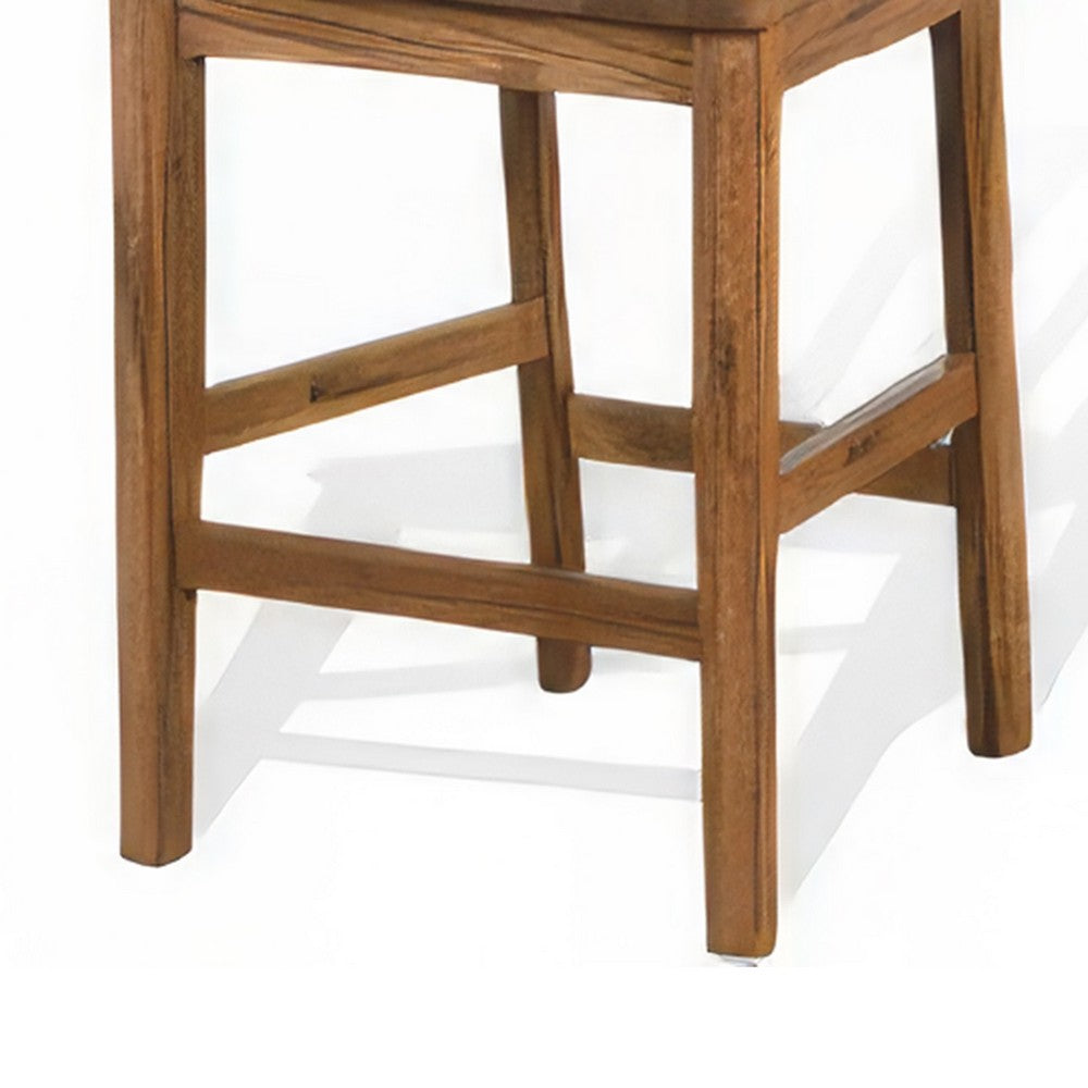 Marv Counter Height Chair Set of 2, Wooden Seat, Oak Brown Wood Finish -BM324892