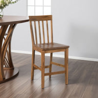 Marv Counter Height Chair Set of 2, Wooden Seat, Oak Brown Wood Finish -BM324892