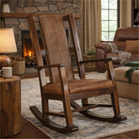 Odel Rocking Chair, Faux Leather Seat and Back, Dark Chocolate Brown -BM324896