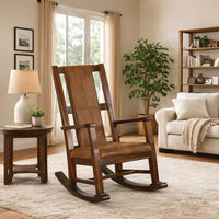 Odel Rocking Chair, Faux Leather Seat and Back, Dark Chocolate Brown -BM324896