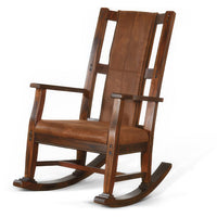 Odel Rocking Chair, Faux Leather Seat and Back, Dark Chocolate Brown -BM324896
