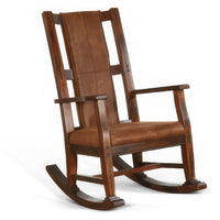 Odel Rocking Chair, Faux Leather Seat and Back, Dark Chocolate Brown -BM324896