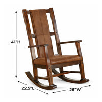 Odel Rocking Chair, Faux Leather Seat and Back, Dark Chocolate Brown -BM324896