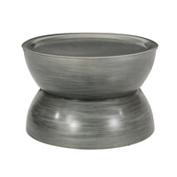 Accent Coffee Table, 25 Inch Hourglass Shape, Gray Hammered Finish - BM324924