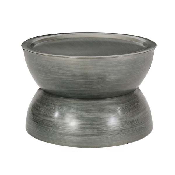 Accent Coffee Table, 25 Inch Hourglass Shape, Gray Hammered Finish - BM324924