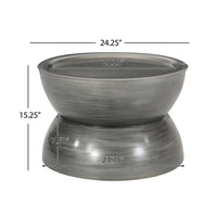 Accent Coffee Table, 25 Inch Hourglass Shape, Gray Hammered Finish - BM324924