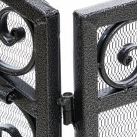 Fireplace Screen, Scrollwork Mesh Design, Iron w Black, Silver Finish -BM324925