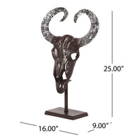 Tabletop Decor, Taurus Head on Stand, 25 Inch Bronze Aluminum Finish -BM324926