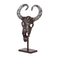 Tabletop Decor, Taurus Head on Stand, 25 Inch Bronze Aluminum Finish -BM324926