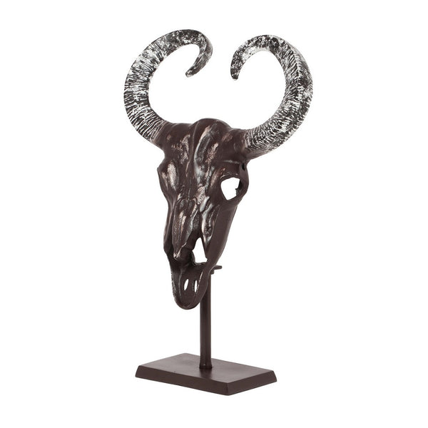 Tabletop Decor, Taurus Head on Stand, 25 Inch Bronze Aluminum Finish -BM324926