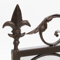 Fireplace Screen, Scrollwork Design, Iron, 45x35 Black, Gold Finish - BM324931