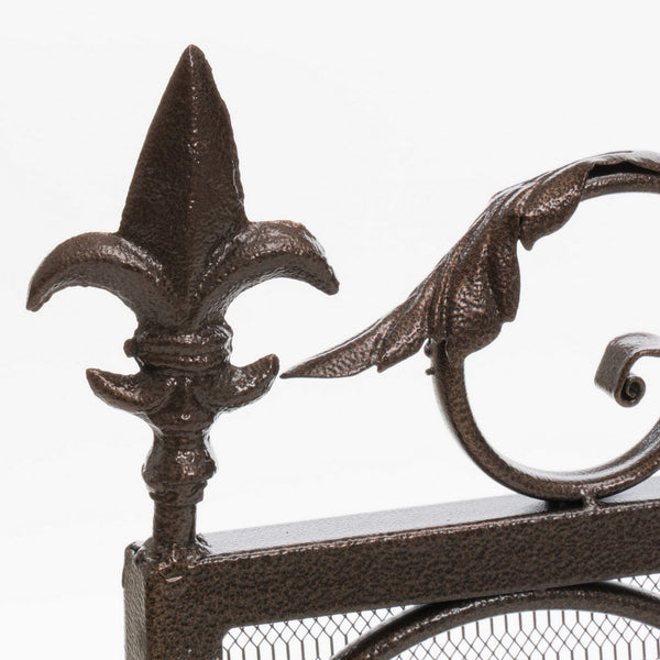 Fireplace Screen, Scrollwork Design, Iron, 45x35 Black, Gold Finish - BM324931