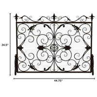 Fireplace Screen, Scrollwork Design, Iron, 45x35 Black, Gold Finish - BM324931