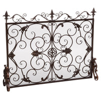 Fireplace Screen, Scrollwork Design, Iron, 45x35 Black, Gold Finish - BM324931