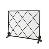 Fireplace Screen, Classic Diamond Shape with Mesh, 41x32 Black Finish -BM324932