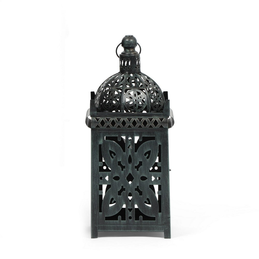 Sus Candle Holder Lantern, 15 Inch Dome Lid, Black Iron Metal Cover -BM324939