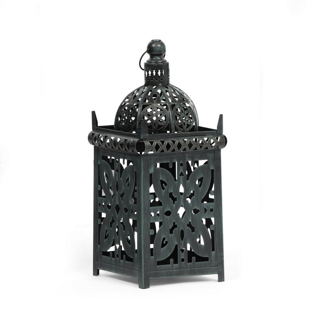 Sus Candle Holder Lantern, 15 Inch Dome Lid, Black Iron Metal Cover -BM324939