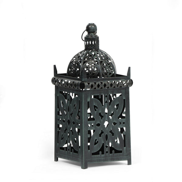 Sus Candle Holder Lantern, 15 Inch Dome Lid, Black Iron Metal Cover -BM324939