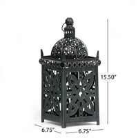Sus Candle Holder Lantern, 15 Inch Dome Lid, Black Iron Metal Cover -BM324939