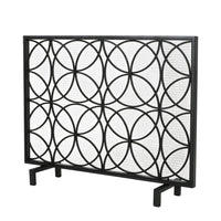 Fireplace Screen, Overlapping Circles w Mesh, 41x31 Matte Black Frame -BM324940