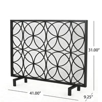 Fireplace Screen, Overlapping Circles w Mesh, 41x31 Matte Black Frame -BM324940