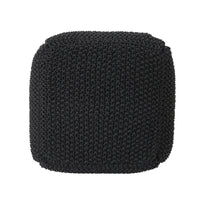Alen Cube Pouf Ottoman, 21 Inch, Dark Gray Knitted Cotton Details -BM324941