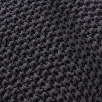 Alen Cube Pouf Ottoman, 21 Inch, Dark Gray Knitted Cotton Details -BM324941