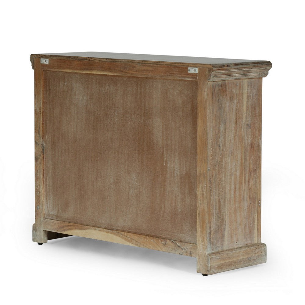 40x14 Wide Dresser Chest, 3 Drawers, White Walnut Brown Acacia Wood -BM324949