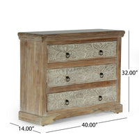 40x14 Wide Dresser Chest, 3 Drawers, White Walnut Brown Acacia Wood -BM324949