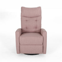 Push Back Glider Recliner Chair with Swivel, Blush Pink Tufted Fabric -BM324952