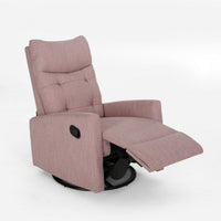 Push Back Glider Recliner Chair with Swivel, Blush Pink Tufted Fabric -BM324952