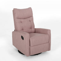 Push Back Glider Recliner Chair with Swivel, Blush Pink Tufted Fabric -BM324952