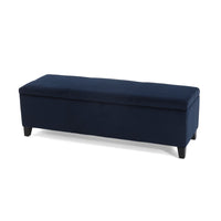 Elias Storage Ottoman Bench, 51 Inch Storage, Dark Navy Blue Velvet -BM324960