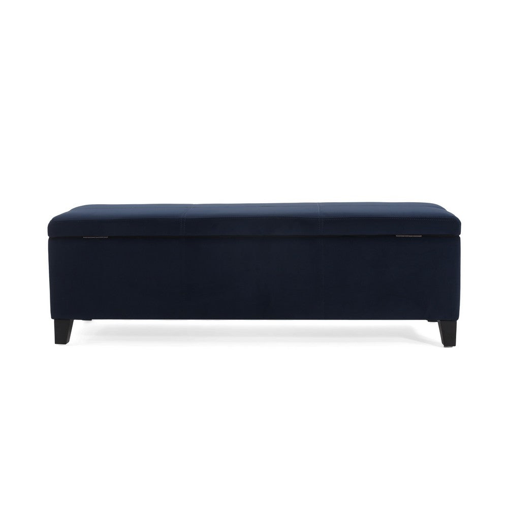 Elias Storage Ottoman Bench, 51 Inch Storage, Dark Navy Blue Velvet -BM324960