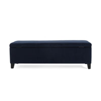 Elias Storage Ottoman Bench, 51 Inch Storage, Dark Navy Blue Velvet -BM324960